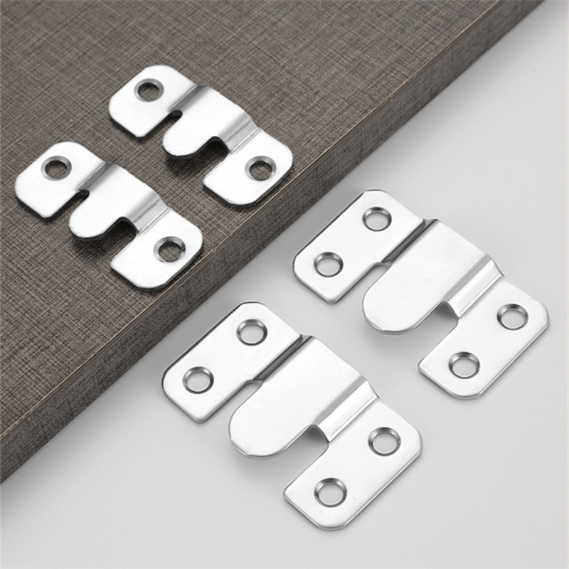 Furniture Hardware Photos - 12 ชิ้นเหล็กสแตนเลสใส่แขวนหัวเข็มขัดภาพภาพที่มองไม่เห็นกรอบตะขอแขวนเฟอร์นิเจอร์ฮาร์ดแวร์