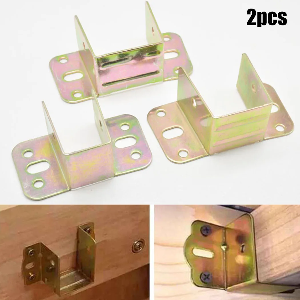 Furniture Hardware And Fittings - 2pcs U รูปโลหะวงเล็บเตียงเตียง Fixing เชื่อมต่อเฟอร์นิเจอร์ Rail