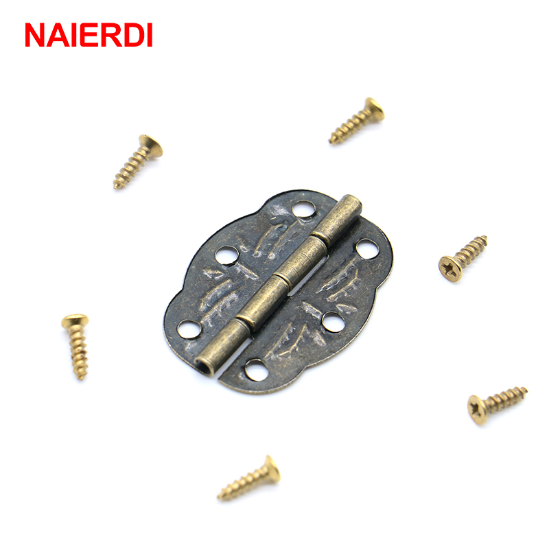Furniture Hardware And Fittings - 20Pcs NAIERDI Bronzeบานพับกล่องเครื่องประดับตกแต่งบานพับสกรูสำหรับVintageประตูตู้ลิ้นชักเฟอร์นิเจอร์อุปกรณ์ฮาร์ดแวร์