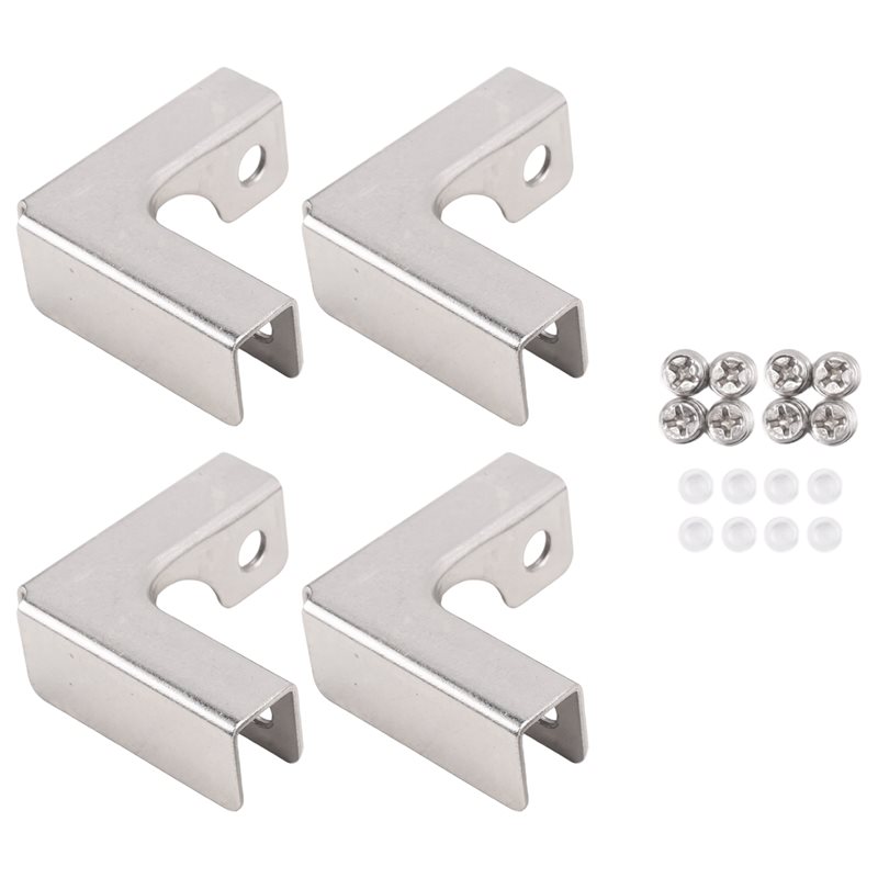 Furniture Hardware Types - ABUI-4 ชิ้น คลิปยึดกระจกแบบ L ตัวเชื่อมกระจก 2